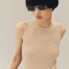 Bezrukávový svetr z merino vlny s 3D pletením Bezrukávový svetr z merino vlny s 3D pletením