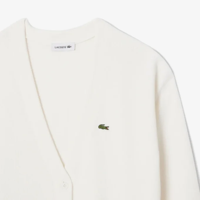 Dámský bavlněný kardigan s výstřihem do V a vzorem Moss Stitch Dámský bavlněný kardigan s výstřihem do V a vzorem Moss Stitch
