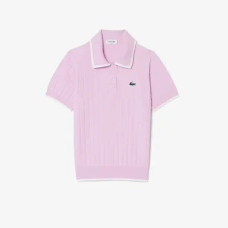 Dámský golfový svetr s krátkým rukávem a polo límečkem z polokošile