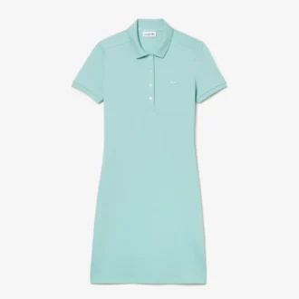 Dámské mini šaty s polo límečkem, slim fit, strečové