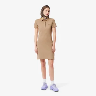 Dámské mini šaty s polo límečkem, slim fit, strečové