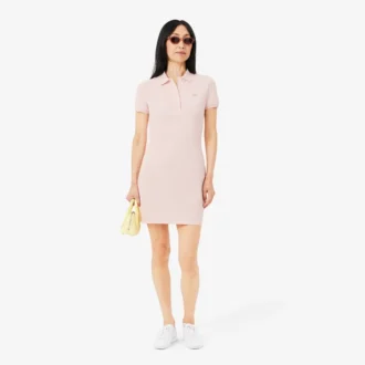 Dámské mini šaty s polo límečkem, slim fit, strečové