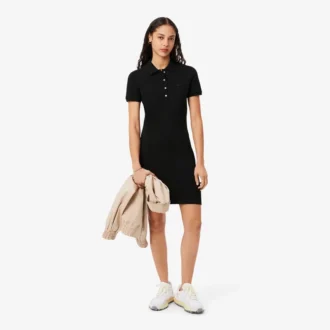 Dámské mini šaty s polo límečkem, slim fit, strečové