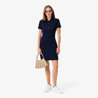 Dámské mini šaty s polo límečkem, slim fit, strečové