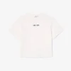 Dámské oversized bavlněné tričko s potiskem tenisového míčku Dámské oversized bavlněné tričko s potiskem tenisového míčku