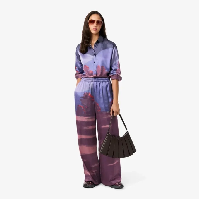 Dámské oversized kalhoty s potiskem krajiny Dámské oversized kalhoty s potiskem krajiny