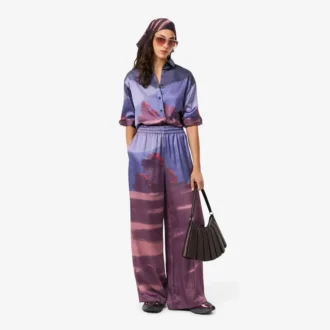 Dámské oversized kalhoty s potiskem krajiny