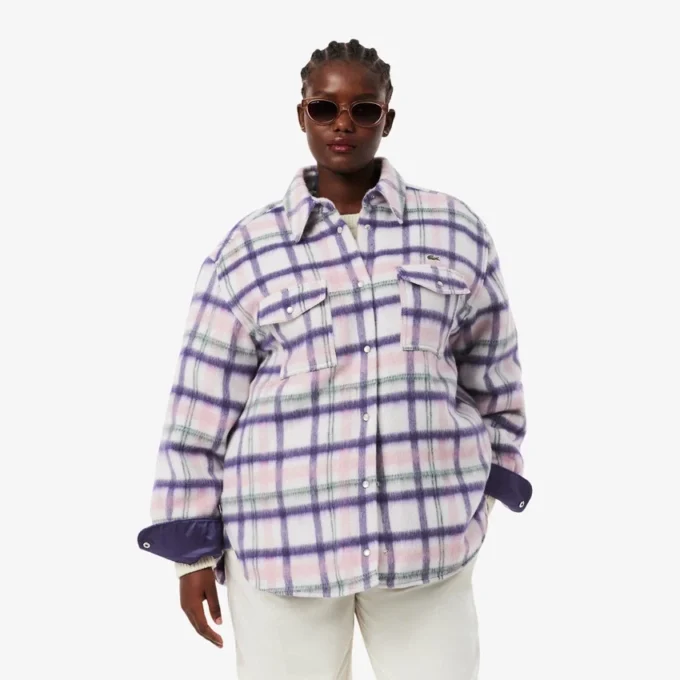 Dámská oversized prošívaná vlněná košile Dámská oversized prošívaná vlněná košile