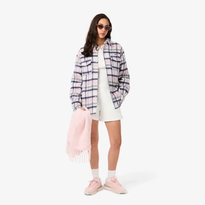 Dámská oversized prošívaná vlněná košile Dámská oversized prošívaná vlněná košile