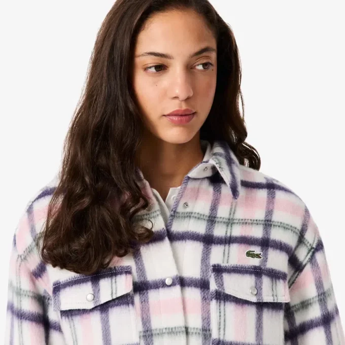 Dámská oversized prošívaná vlněná košile Dámská oversized prošívaná vlněná košile