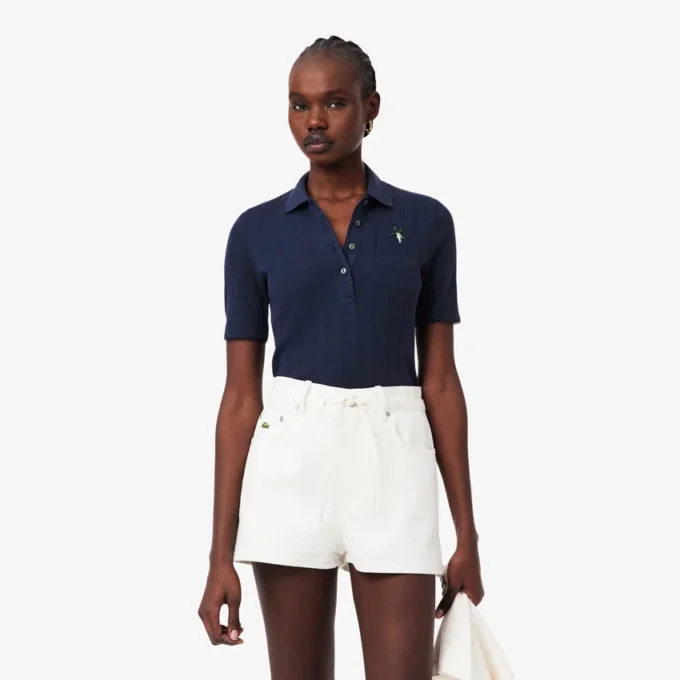 Dámská polokošile Slim Fit Pointelle s logem L.12.12 Dámská polokošile Slim Fit Pointelle s logem L.12.12
