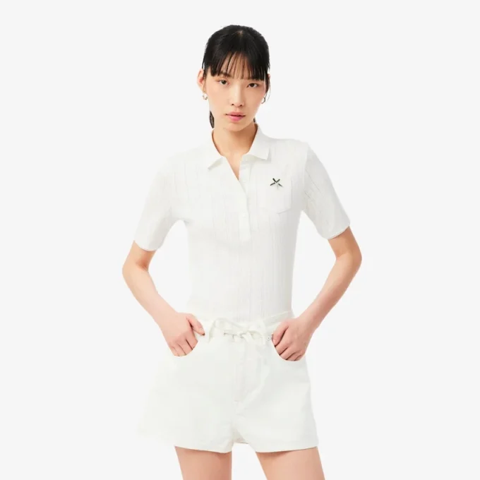 Dámská polokošile Slim Fit Pointelle s logem L.12.12