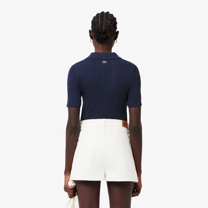 Dámská polokošile Slim Fit Pointelle s logem L.12.12 Dámská polokošile Slim Fit Pointelle s logem L.12.12