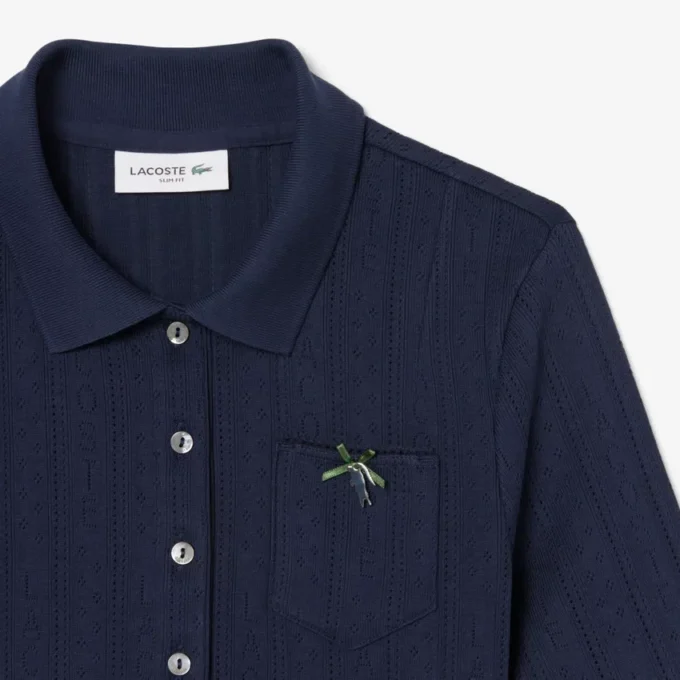 Dámská polokošile Slim Fit Pointelle s logem L.12.12 Dámská polokošile Slim Fit Pointelle s logem L.12.12