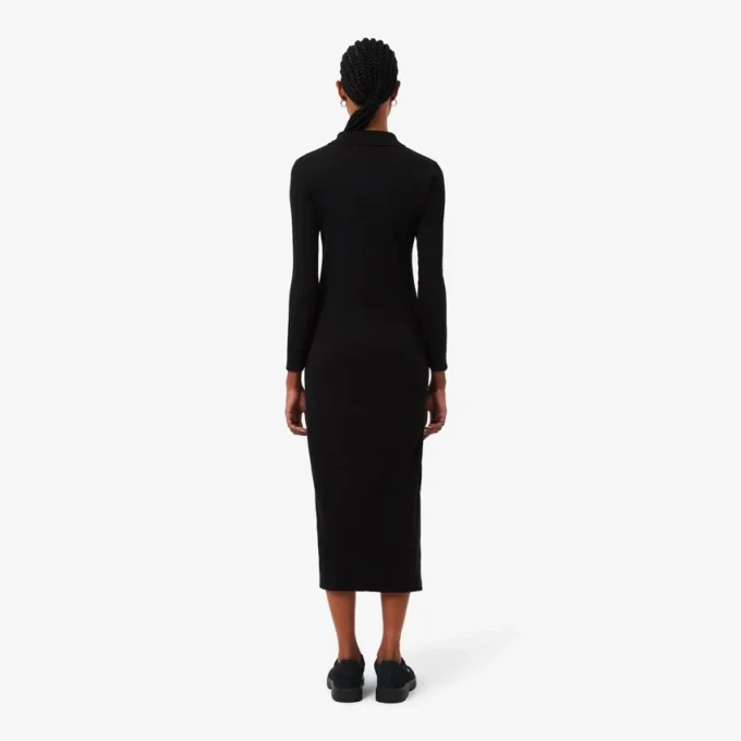 Dámské slim fit šaty s žebrovaným bavlněným límečkem Dámské slim fit šaty s žebrovaným bavlněným límečkem
