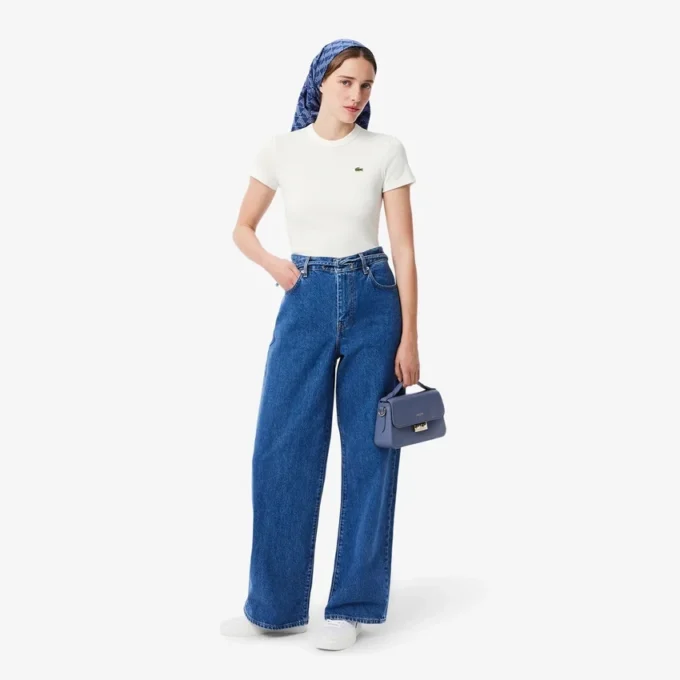 Dámské slim fit tričko z žebrované bavlny Dámské slim fit tričko z žebrované bavlny