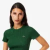 Dámské slim fit tričko z žebrované bavlny Dámské slim fit tričko z žebrované bavlny