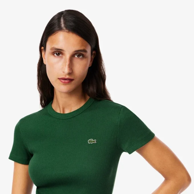 Dámské slim fit tričko z žebrované bavlny Dámské slim fit tričko z žebrované bavlny