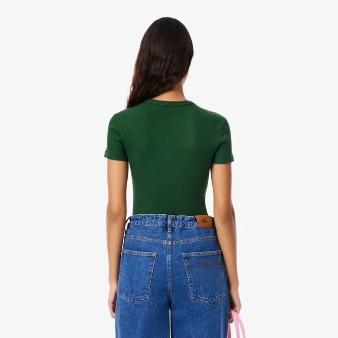 Dámské slim fit tričko z žebrované bavlny Dámské slim fit tričko z žebrované bavlny
