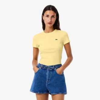 Dámské tričko ze žebrované bavlny se slim fit střihem