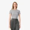 Dámské tričko ze žebrované bavlny se slim fit střihem Dámské tričko ze žebrované bavlny se slim fit střihem