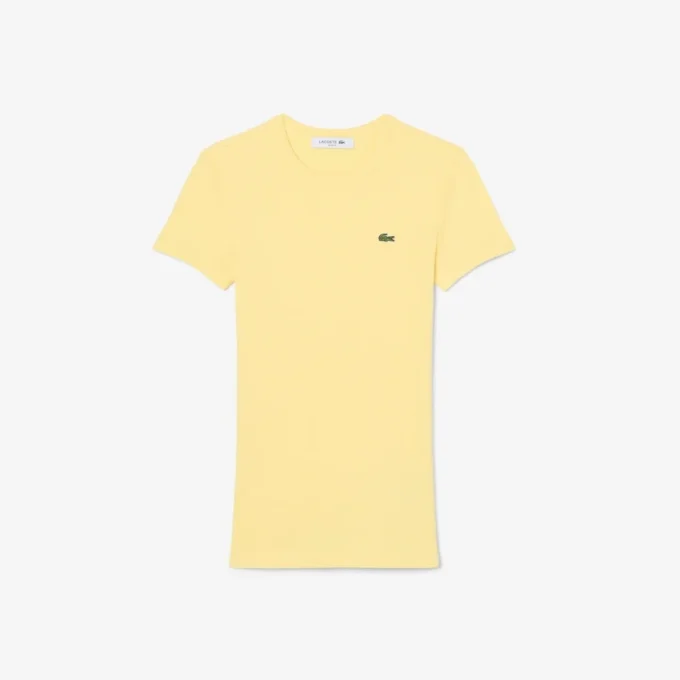 Dámské tričko ze žebrované bavlny se slim fit střihem Dámské tričko ze žebrované bavlny se slim fit střihem