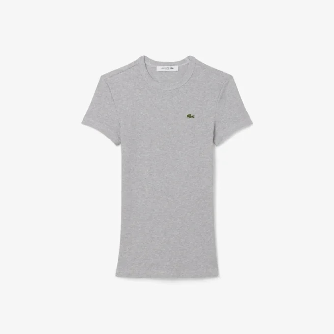Dámské tričko ze žebrované bavlny se slim fit střihem Dámské tričko ze žebrované bavlny se slim fit střihem