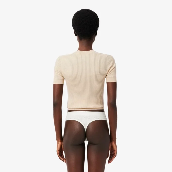 Elastické tanga z pointelle