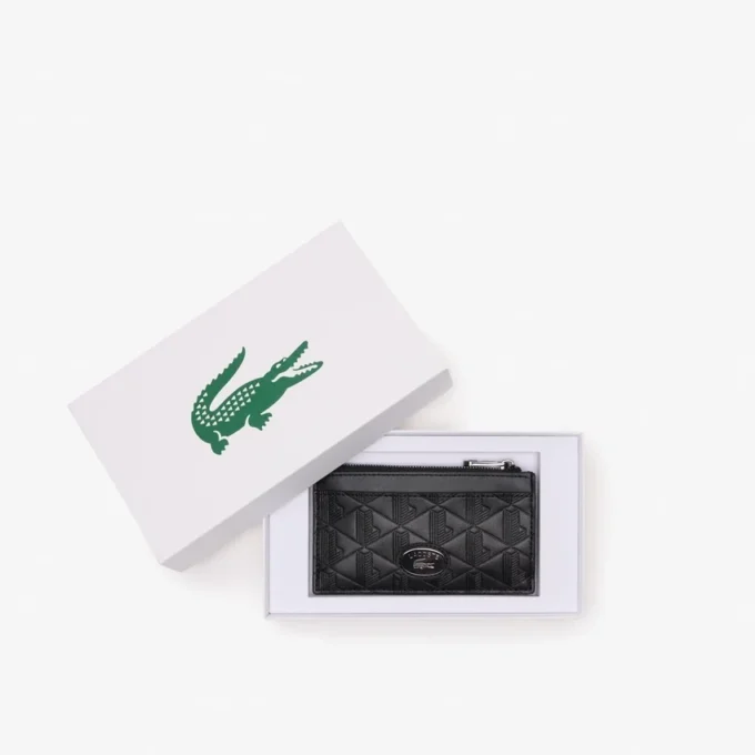 Kožená peněženka na karty s monogramem a zipem Kožená peněženka na karty s monogramem a zipem