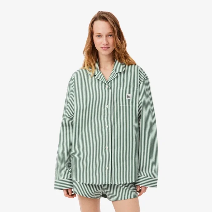 Oversized pruhovaná popelínová pyžamová souprava Oversized pruhovaná popelínová pyžamová souprava