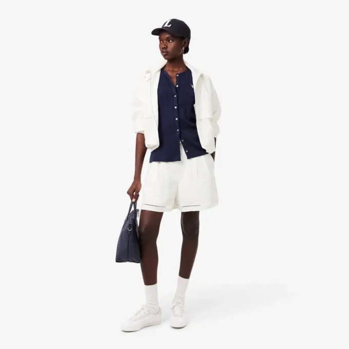 Oversized volné bermudy ze směsi lnu a bavlny Oversized volné bermudy ze směsi lnu a bavlny