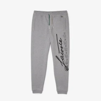 Pánské bavlněné fleecové tepláky s potiskem Signature & Croc