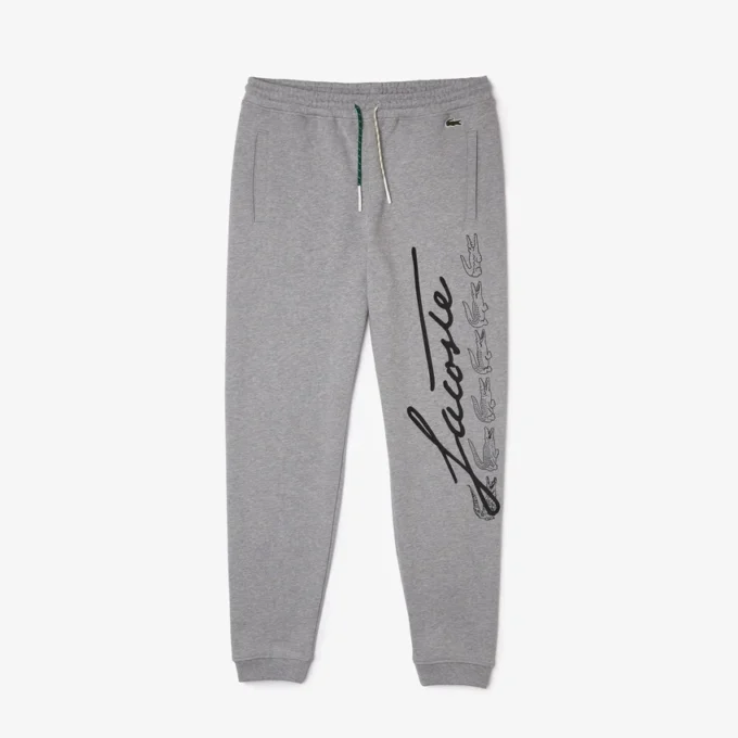 Pánské bavlněné fleecové tepláky s potiskem Signature & Croc Pánské bavlněné fleecové tepláky s potiskem Signature & Croc