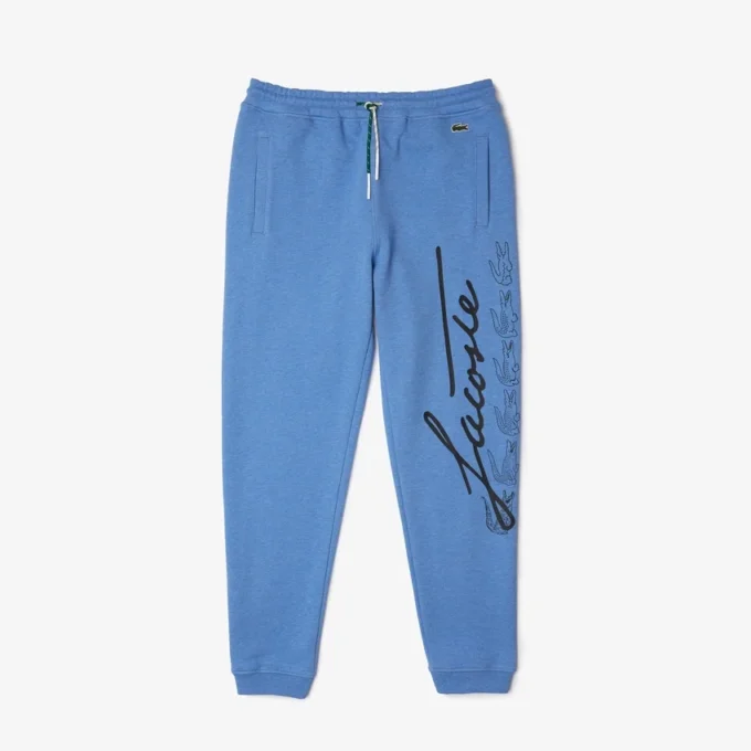 Pánské bavlněné fleecové tepláky s potiskem Signature & Croc Pánské bavlněné fleecové tepláky s potiskem Signature & Croc