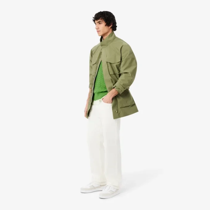 Pánský bavlněný svetr s copánkovým vzorem