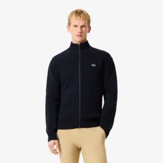 Pánský žebrovaný golfový svetr na zip