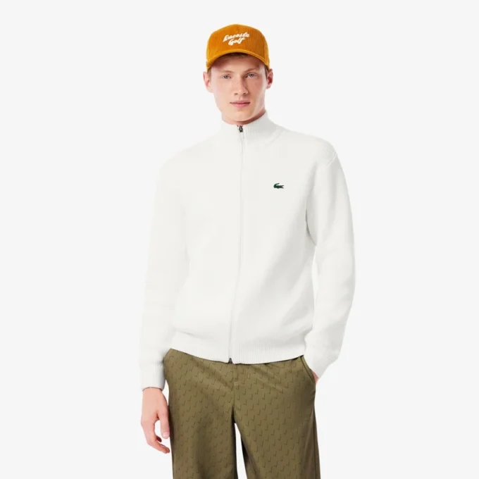 Pánský žebrovaný golfový svetr na zip