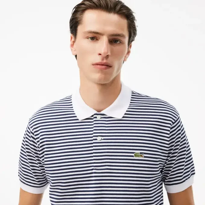 Pánské klasické pruhované polo tričko L.12.12 z materiálu Petit Piqué Pánské klasické pruhované polo tričko L.12.12 z materiálu Petit Piqué