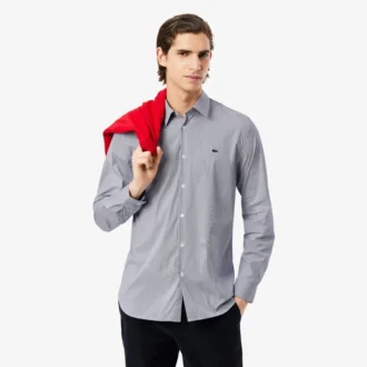 Pánská košile s proužky a knoflíky, slim fit
