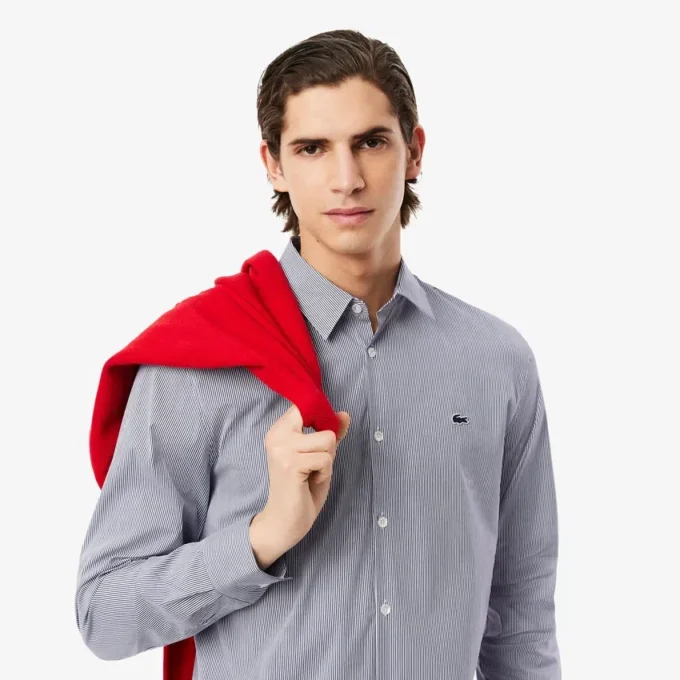Pánská košile s proužky a knoflíky, slim fit Pánská košile s proužky a knoflíky, slim fit