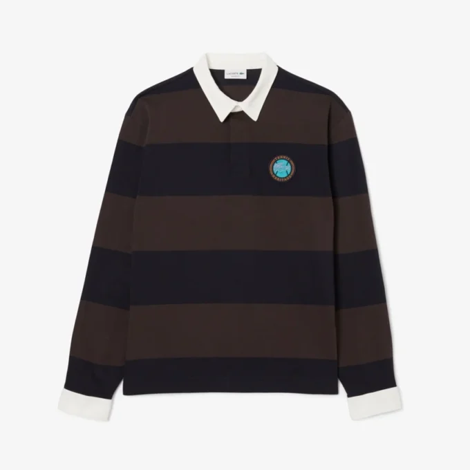 Pánské pruhované rugby polokošile s volným střihem