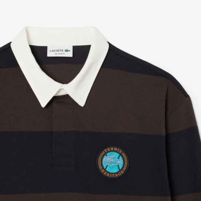 Pánské pruhované rugby polokošile s volným střihem