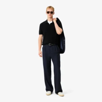 Pánský svetr z bavlněné směsi s otevřeným polo límcem