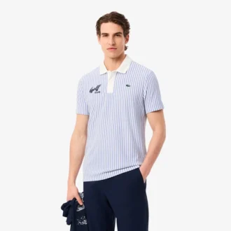 Pánské termoregulační pruhované golfové polo tričko