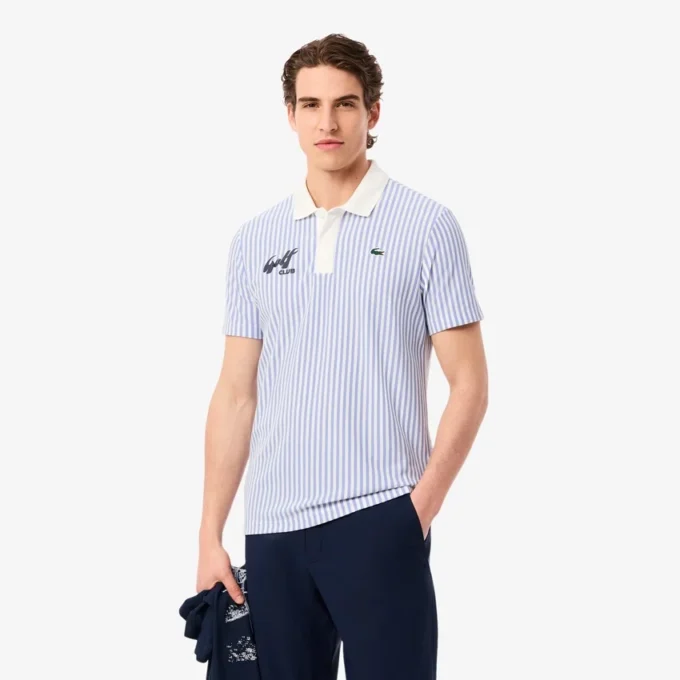 Pánské termoregulační pruhované golfové polo tričko