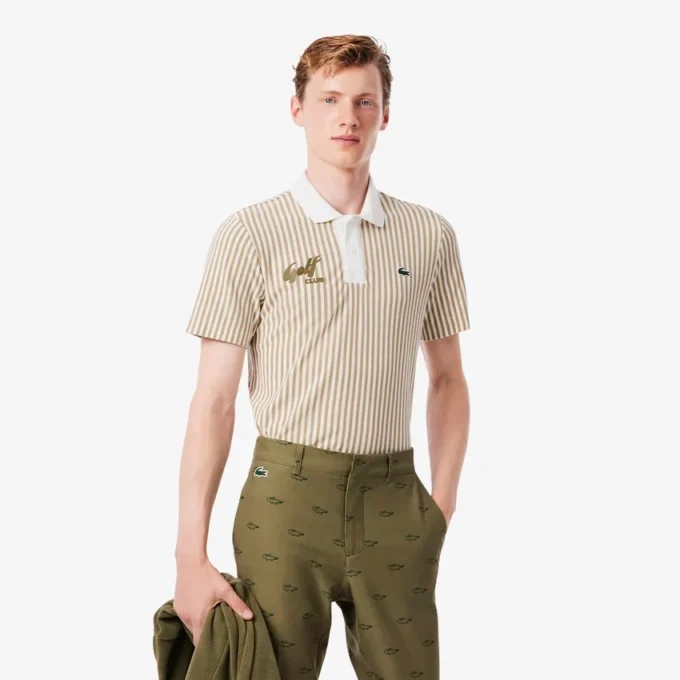 Pánské termoregulační pruhované golfové polo tričko