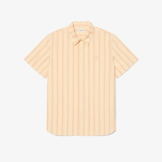Popelínová košile s pruhy a standardním střihem Popelínová košile s pruhy a standardním střihem