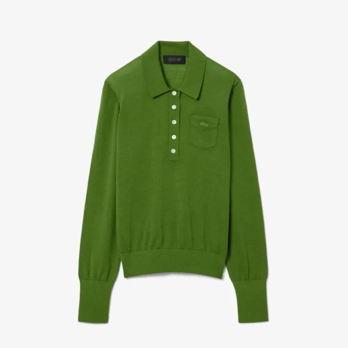 Svetr Runway s polo límcem z merino vlny Svetr Runway s polo límcem z merino vlny