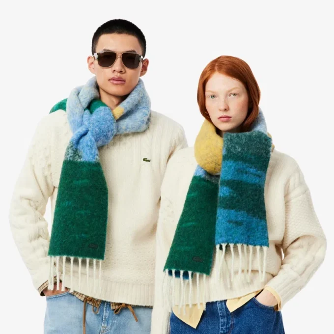 Unisex šála z alpakové vlny s motivem krajiny Unisex šála z alpakové vlny s motivem krajiny