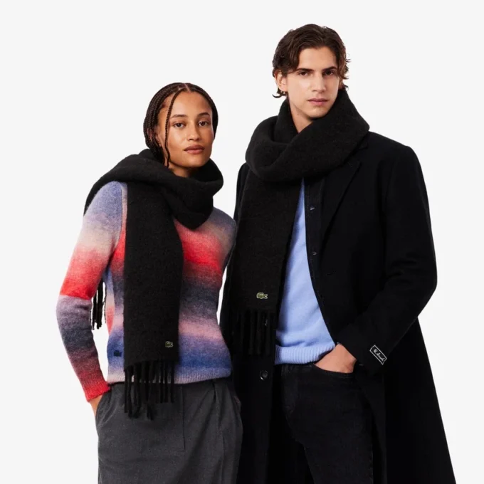 Unisex šála z alpakové vlny s třásněmi Unisex šála z alpakové vlny s třásněmi